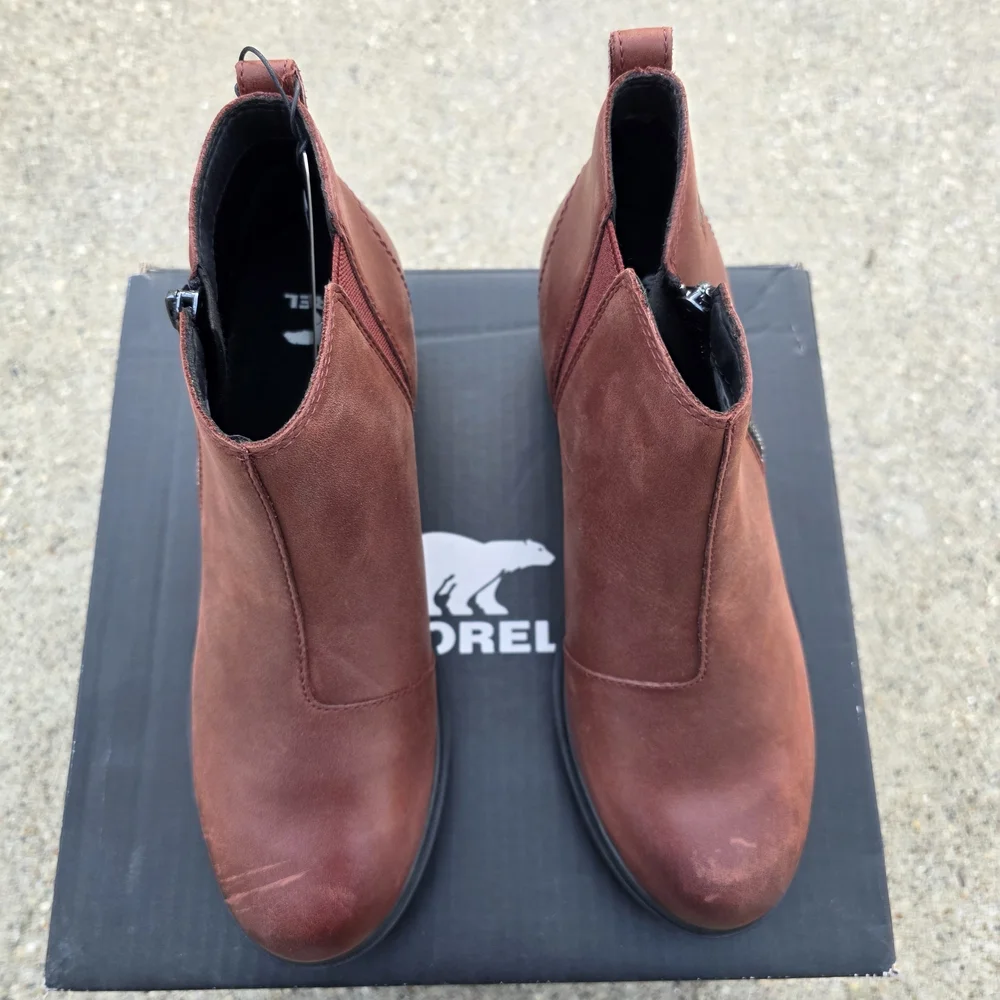 Sorel  Chestnut Leather Ankle Boots Women Size 9